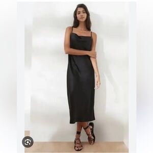 Banana Republic black satin crow neck dress